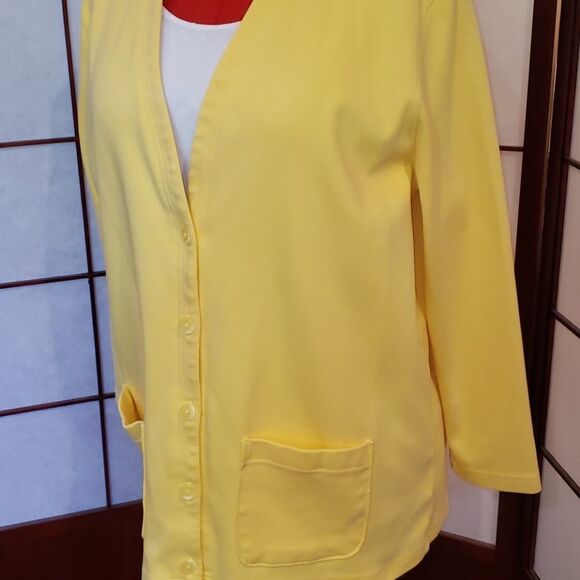 Lands' End Canary Yellow Button Up Jacket - Picture 3 of 6